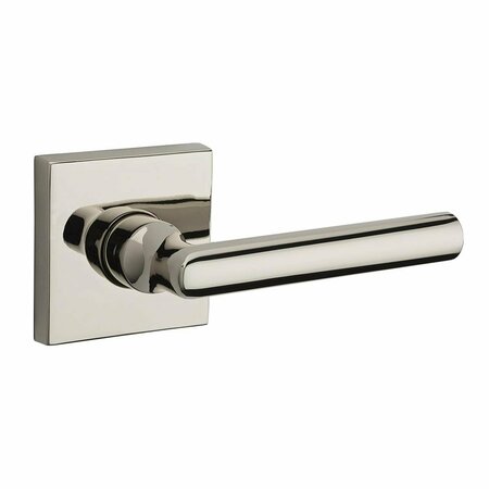 BALDWIN Tube Lever Non Handed Passage with Contemporary Square Rose, Polished Nickel PS.TUB.R.CSR.141